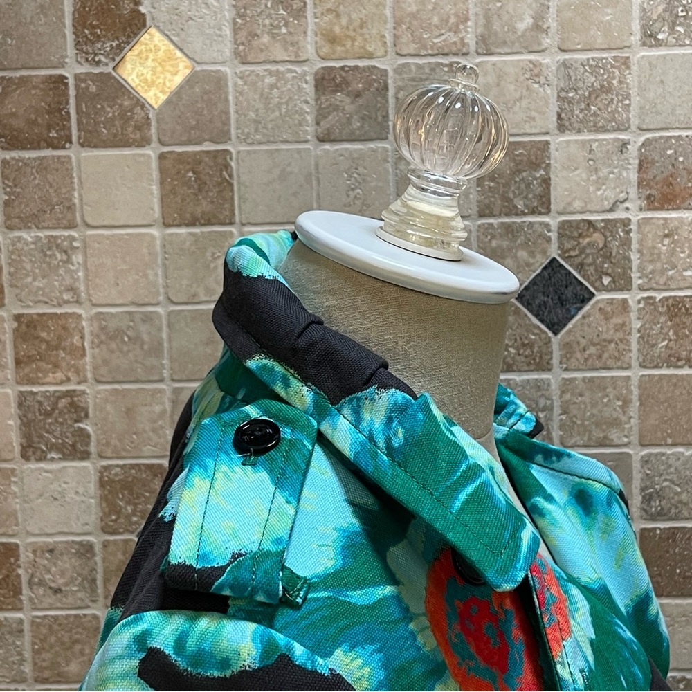 Banana Republic green floral trench coat - Picture 9 of 14